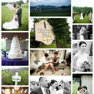 photo collage of a destiny hill farm wedding day